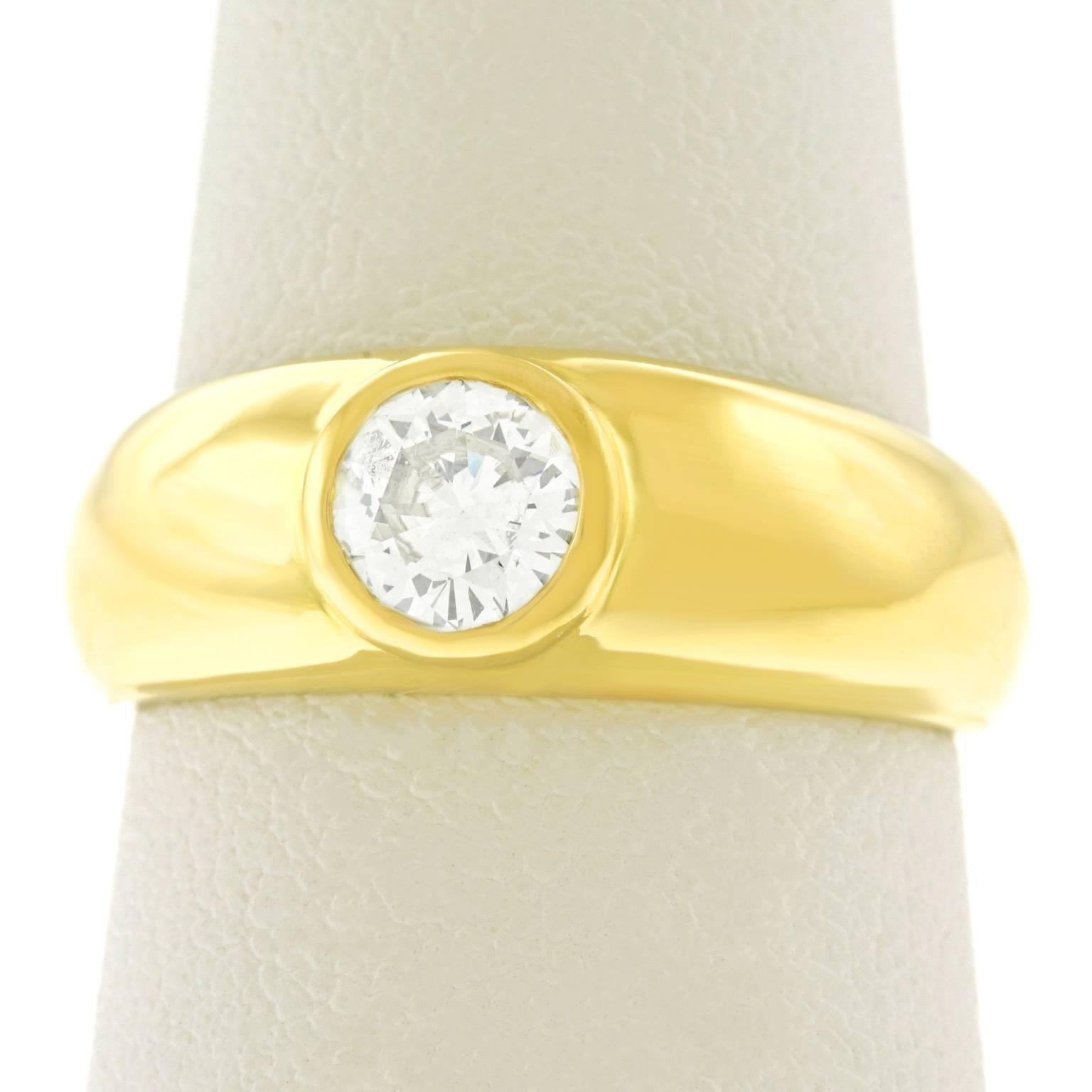 Gypsy Set Gold Ring .60 Carat Diamond 3