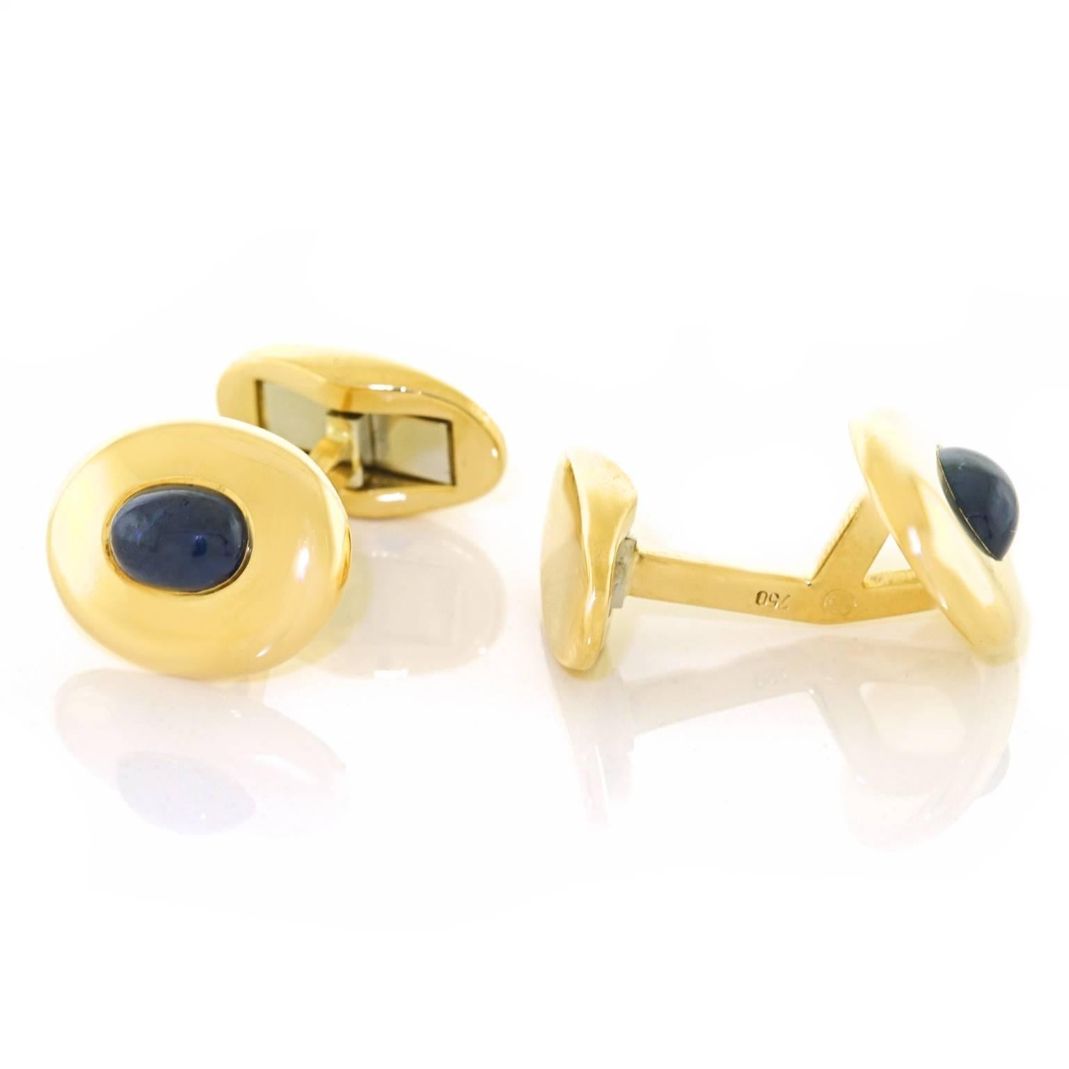 1950s Sapphire and Gold Cufflinks 3