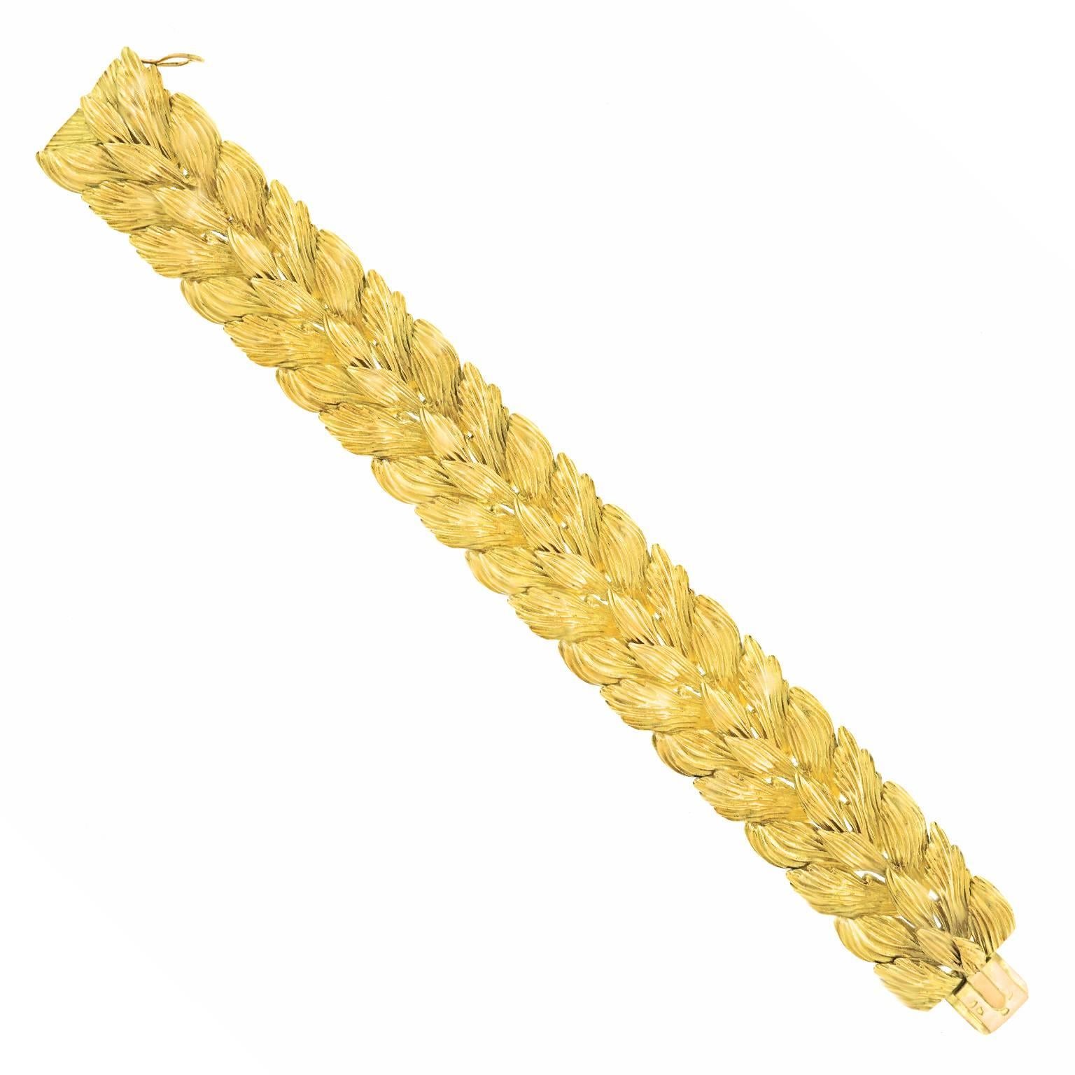 Gubelin 1950s Gold Leaf Motif Bracelet 4