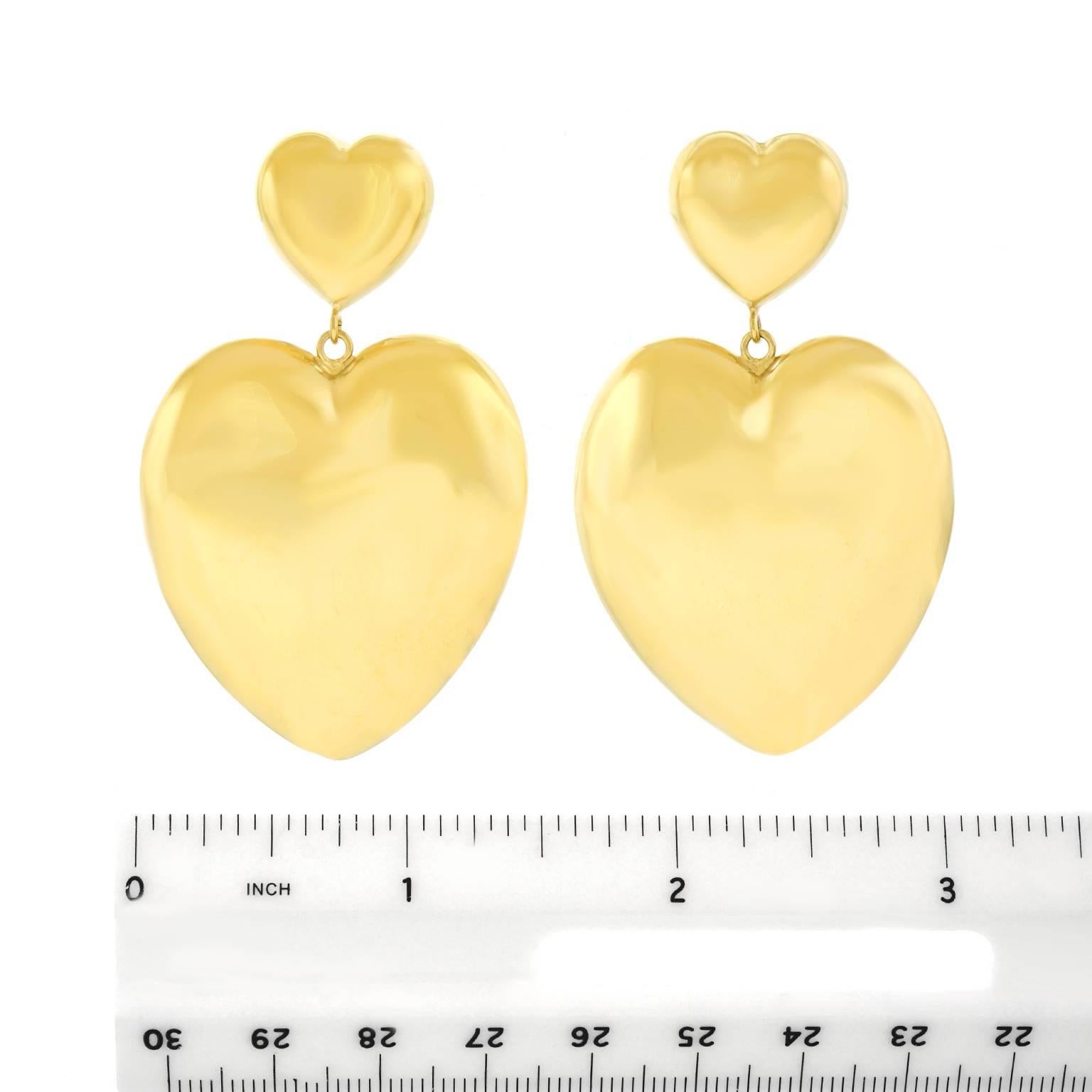 Fabulous 1980s Gold Heart Earrings 1