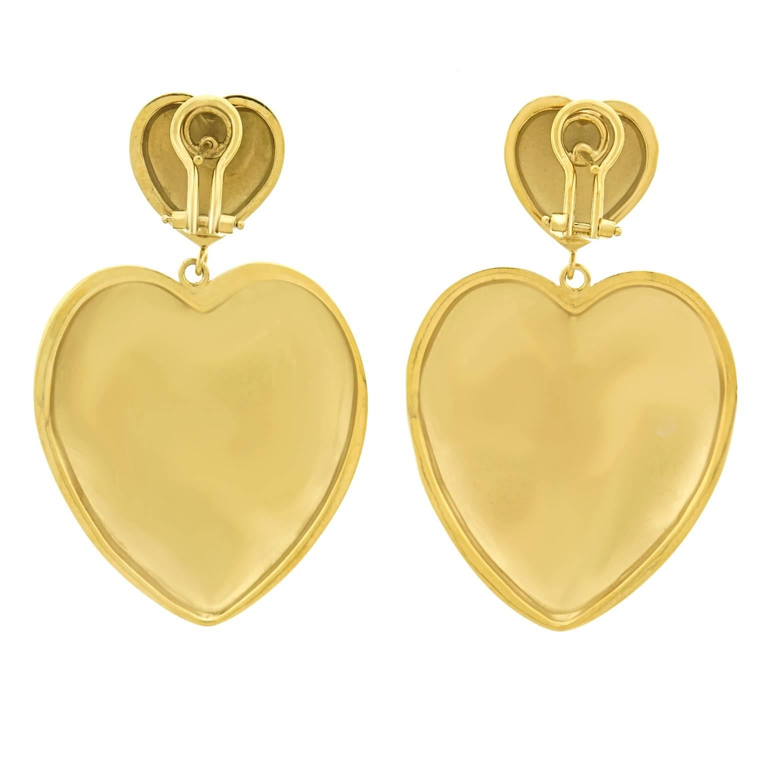 Fabulous 1980s Gold Heart Earrings 2