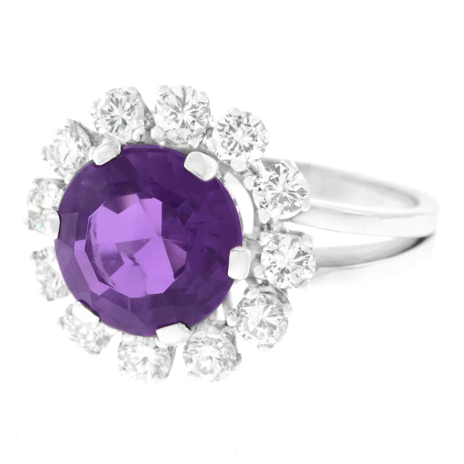 Modernist Emil Meister Amethyst Diamond-Set Gold Ring