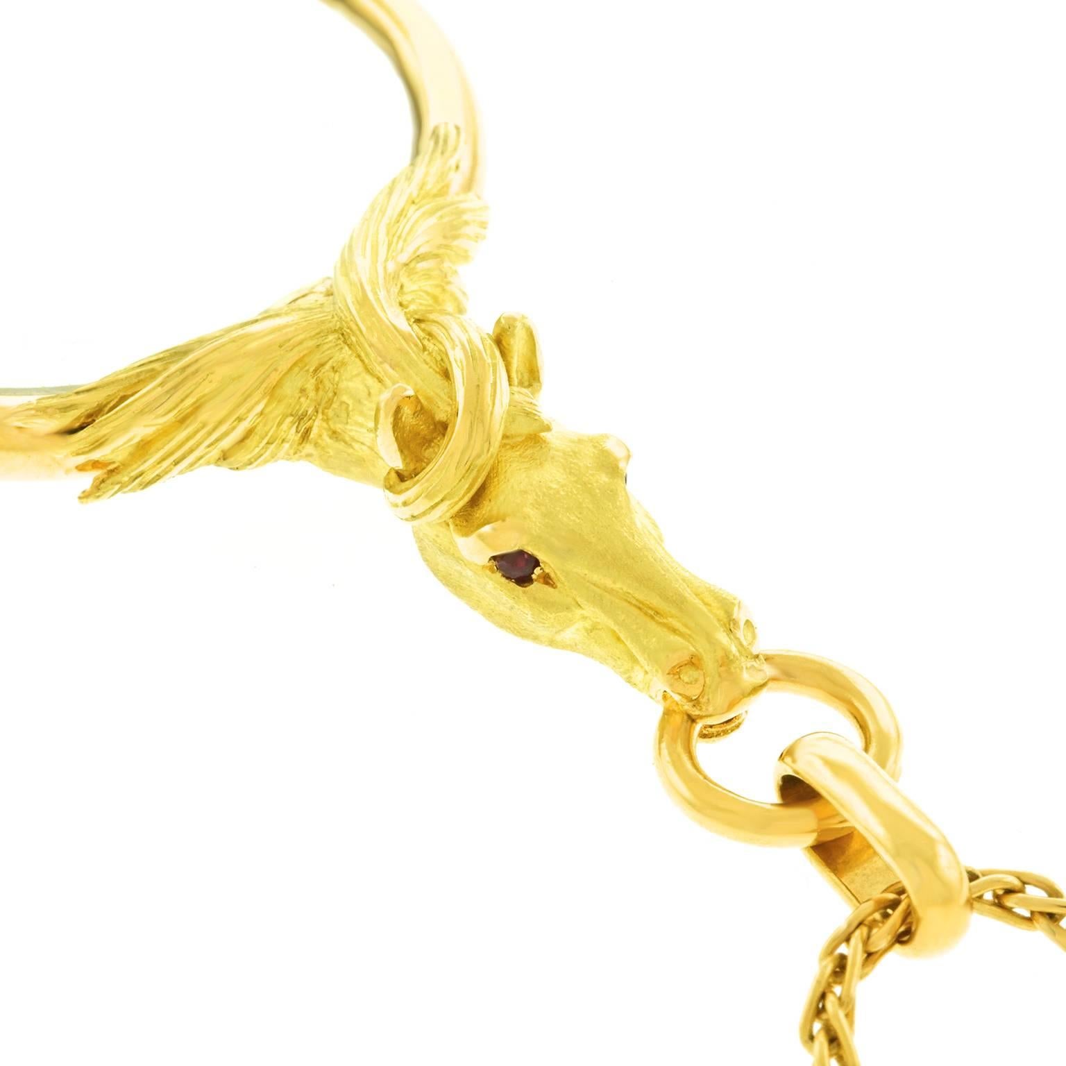 Horse Motif Gold Magnifying Glass Pendant 3