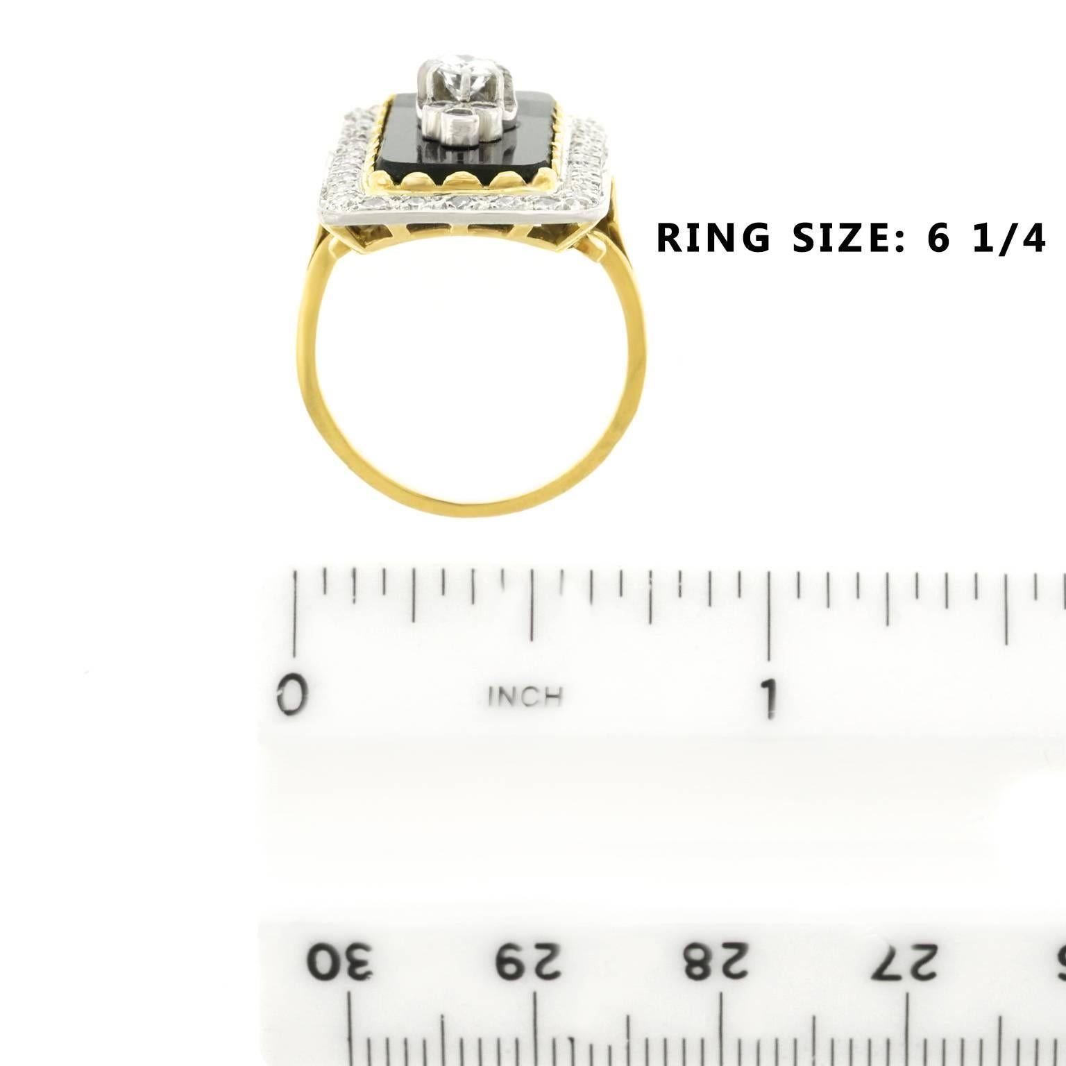 Art Deco Onyx Diamond Gold Ring 2