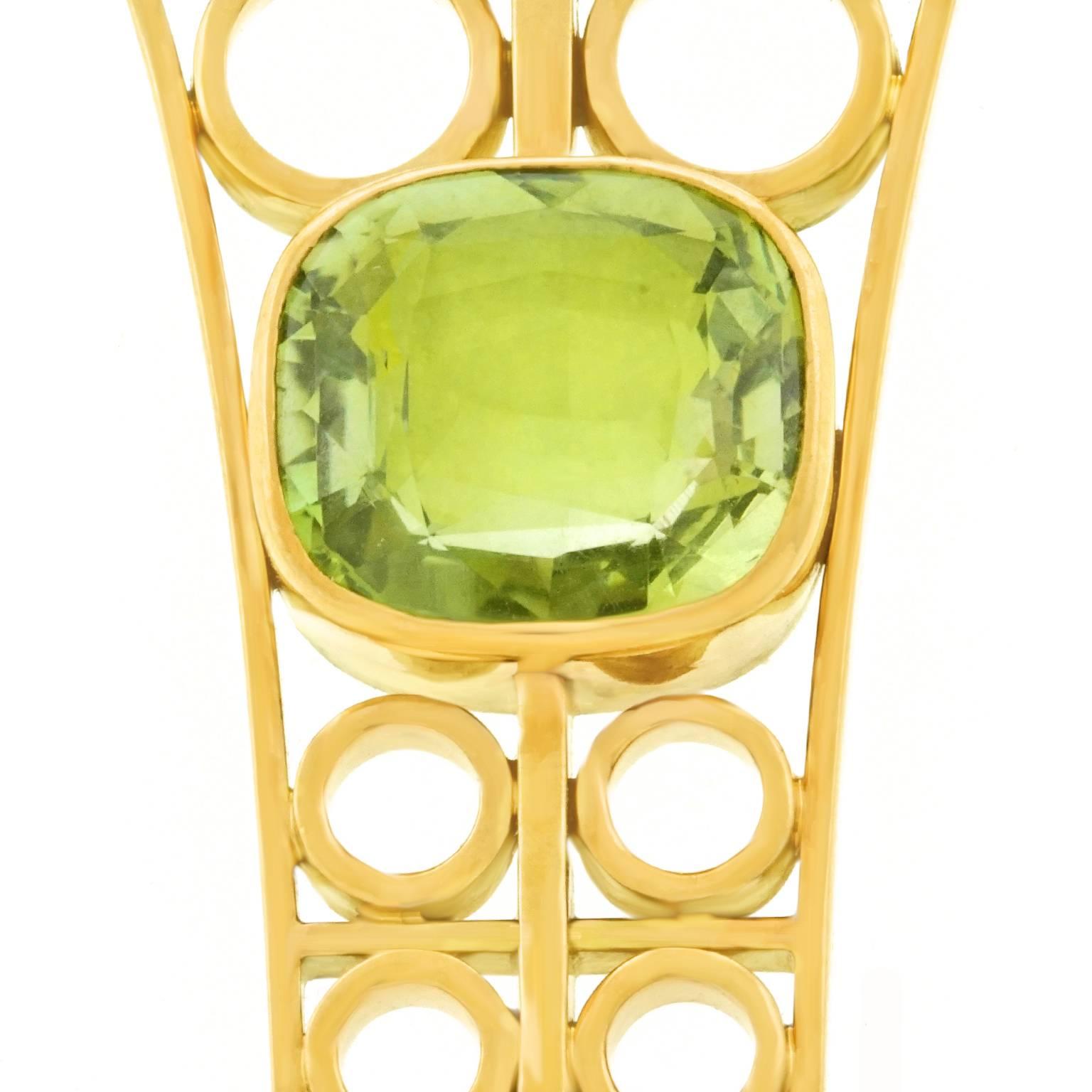 1950s Modernist Peridot Set Gold Pendant 1
