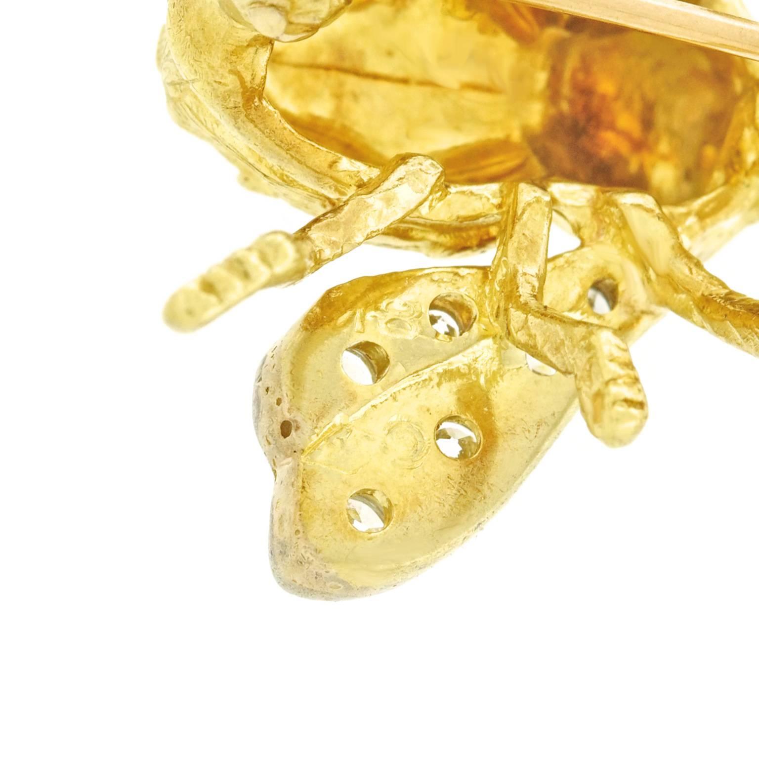 Herbert Rosenthal Diamond Set Gold Bee Pin 1