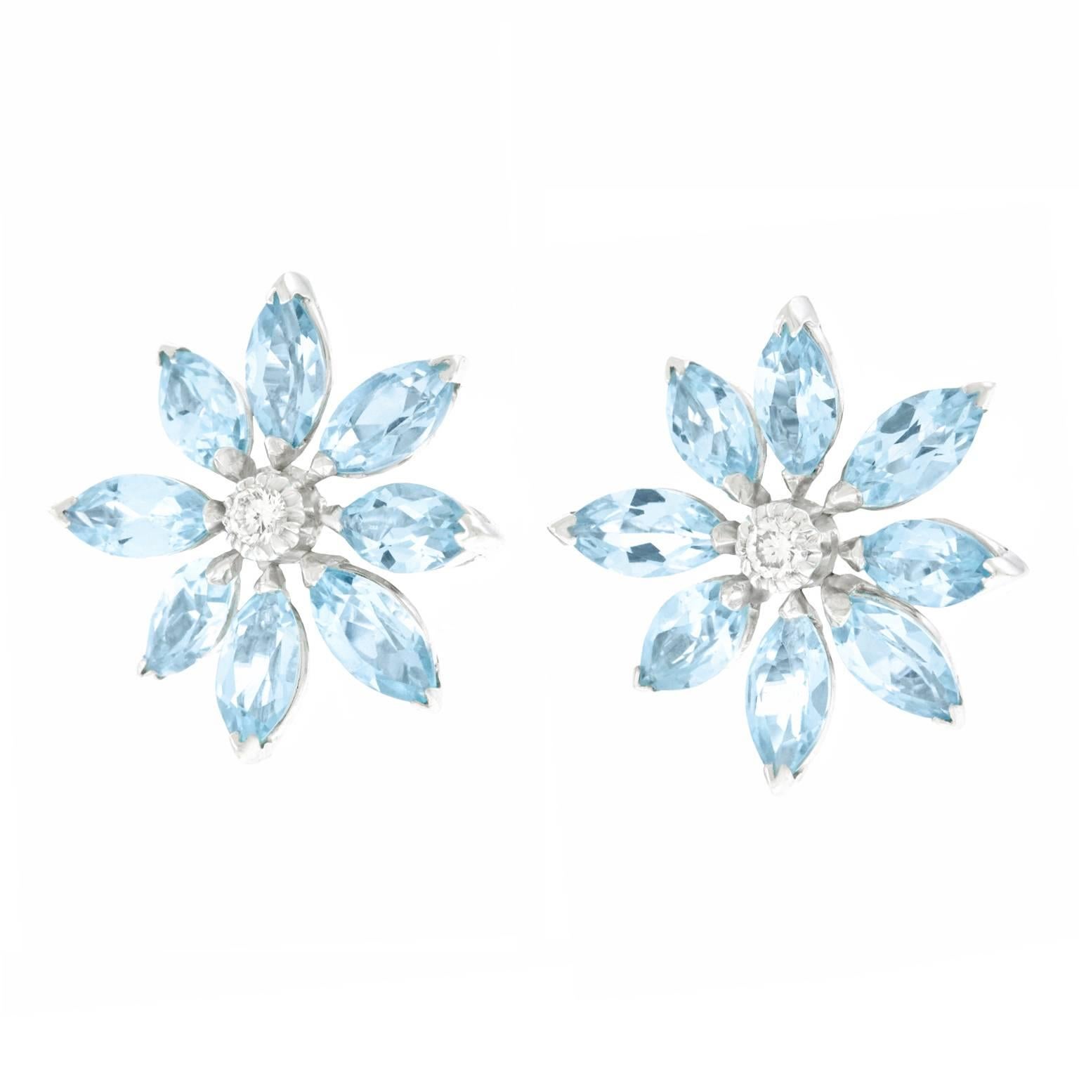 aquamarine flower earrings