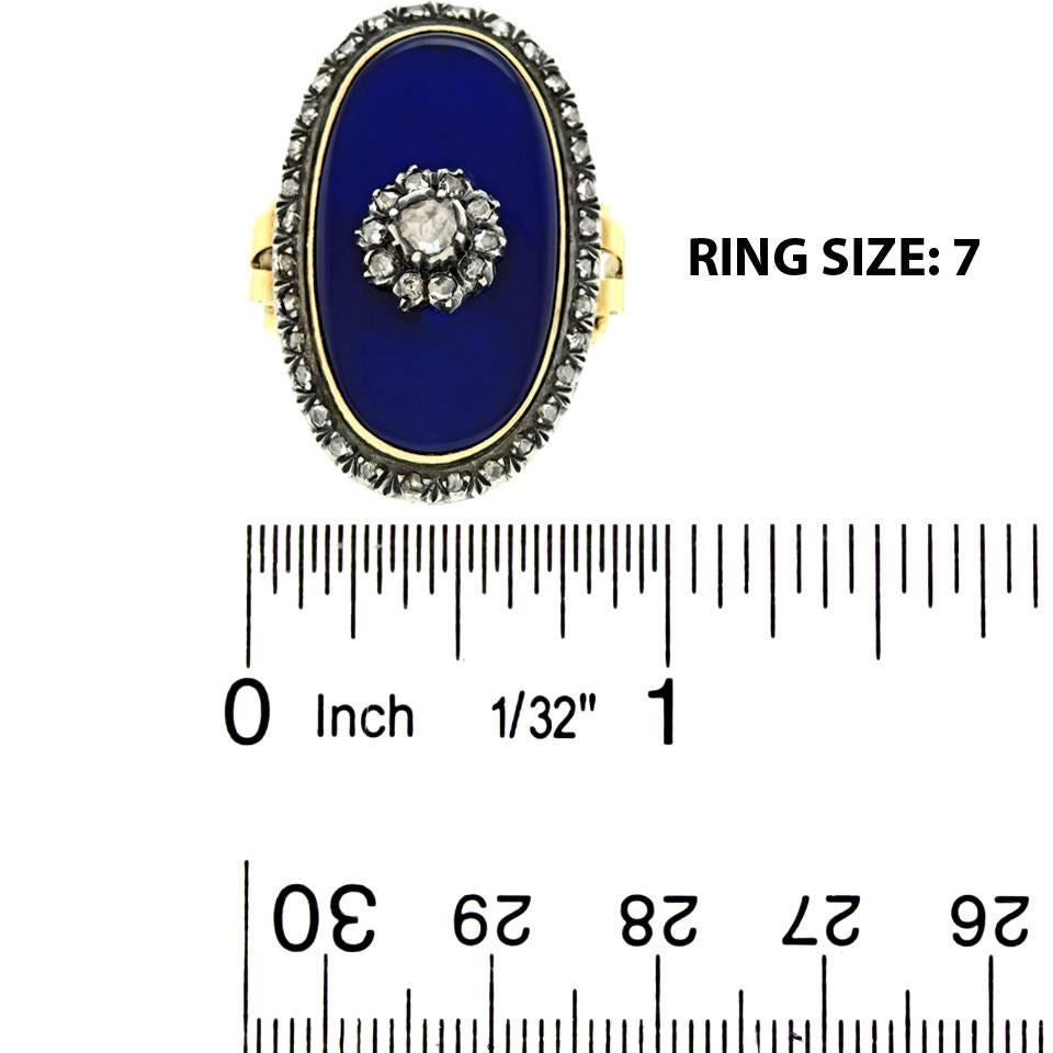 Women's or Men's Spectacular Antique Diamond-set Enamel Ring
