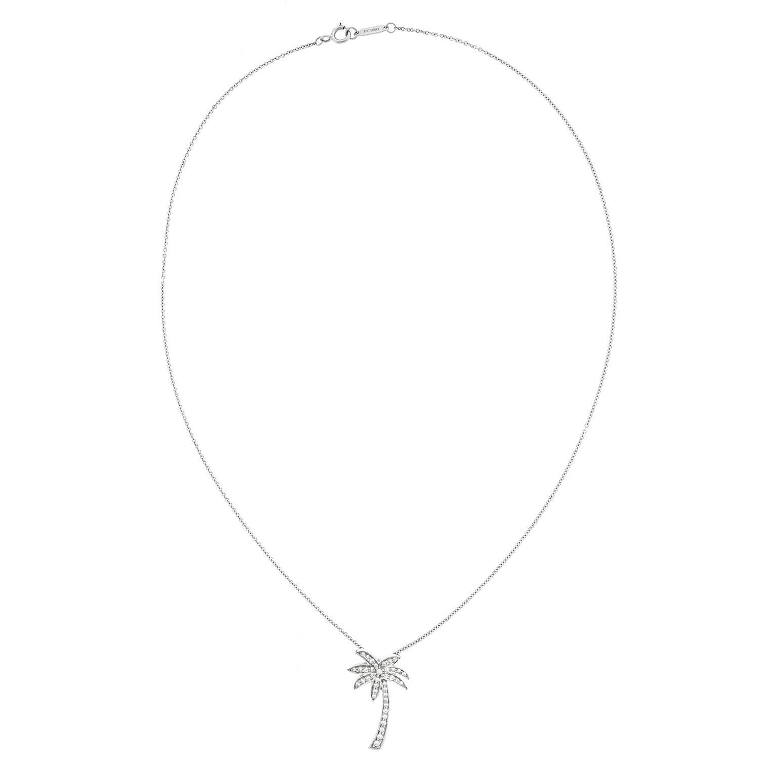 Women's or Men's Tiffany & Co. Diamond-Set Palm Tree Platinum Pendant