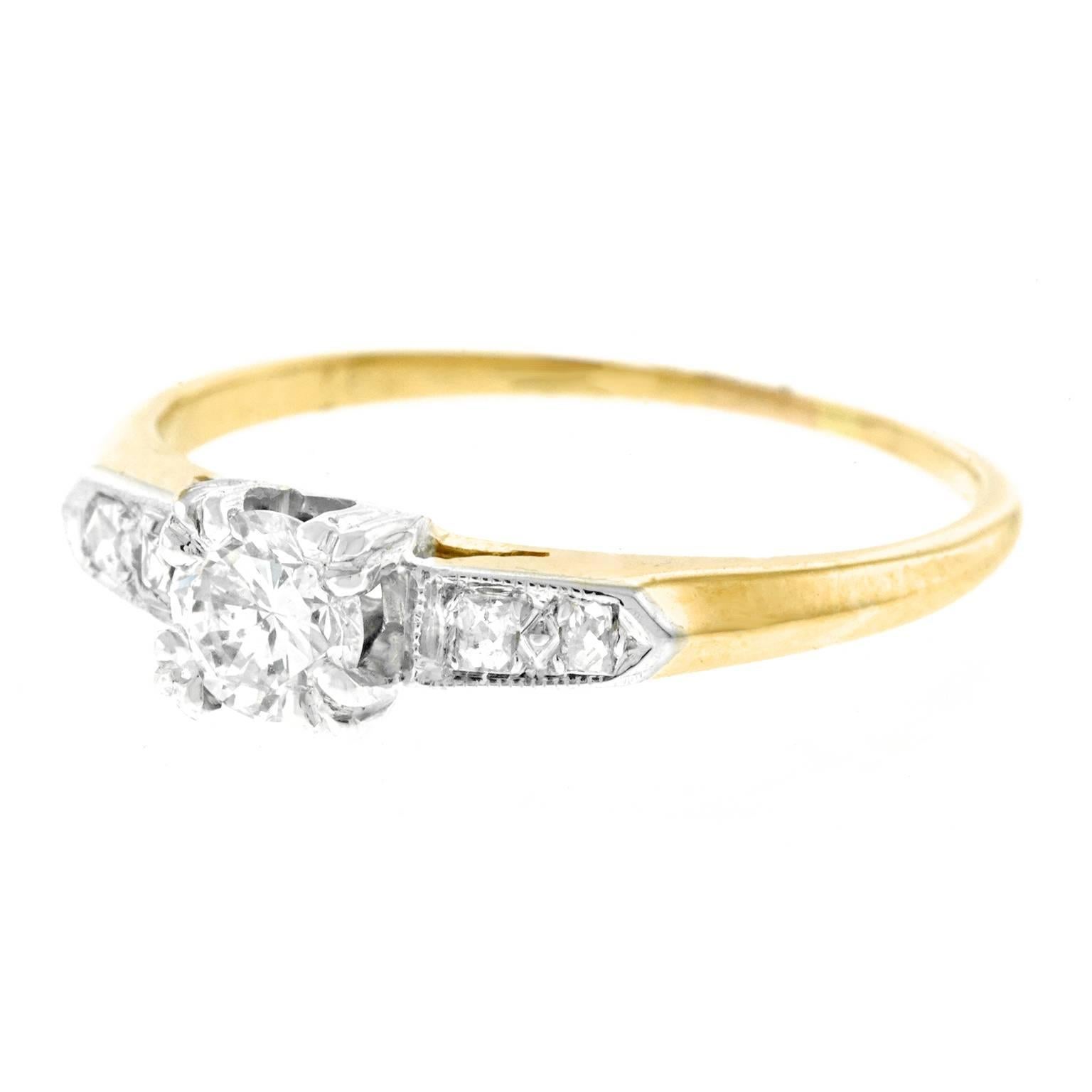 Art Deco Retro Forties Diamond set Gold Engagement Ring