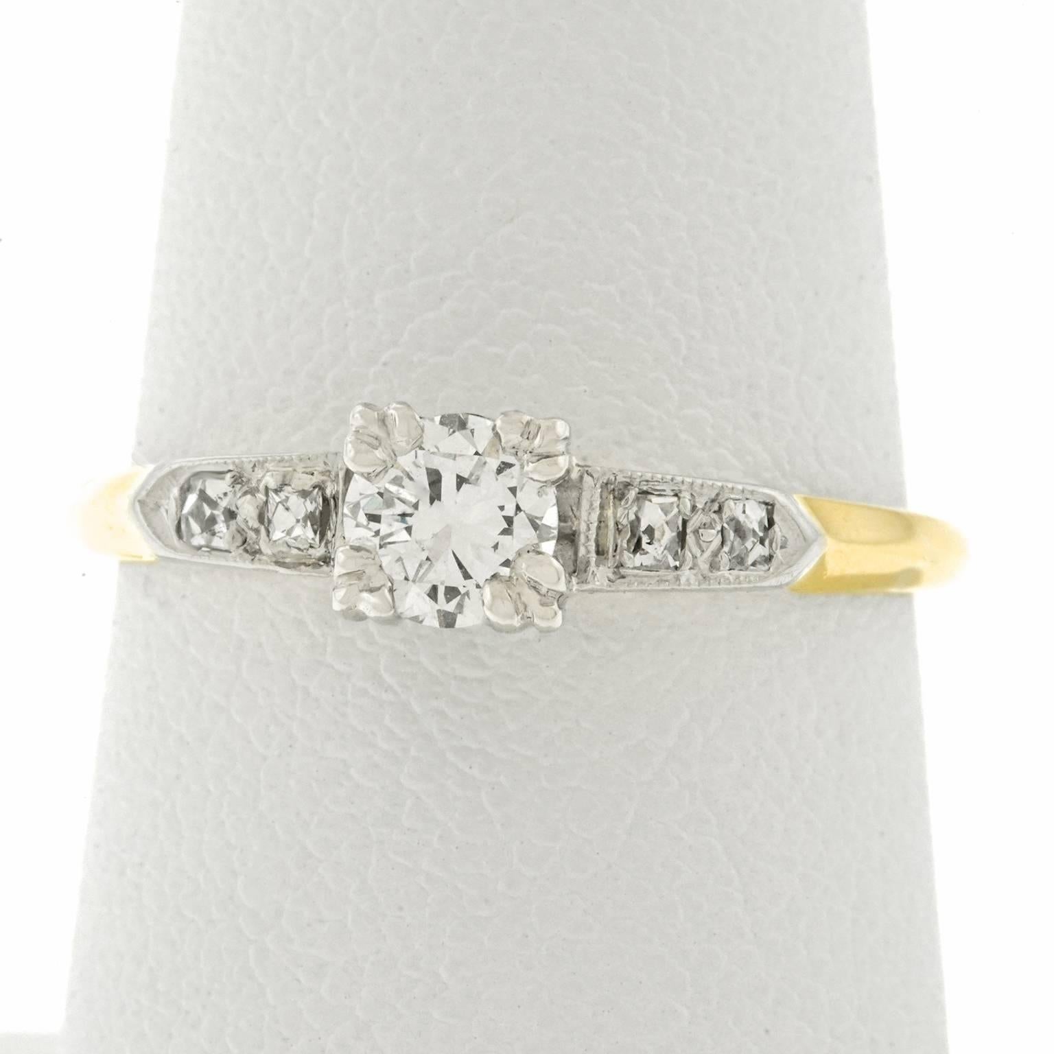 Retro Forties Diamond set Gold Engagement Ring 3