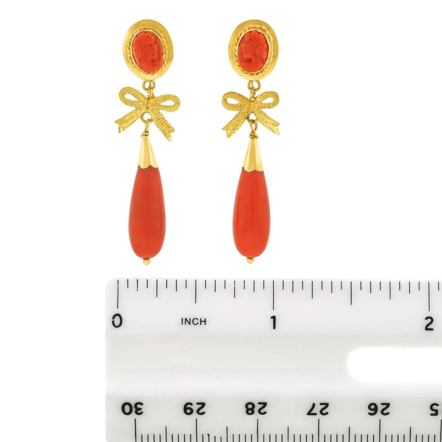 Art Deco Coral and Gold Earrings 2