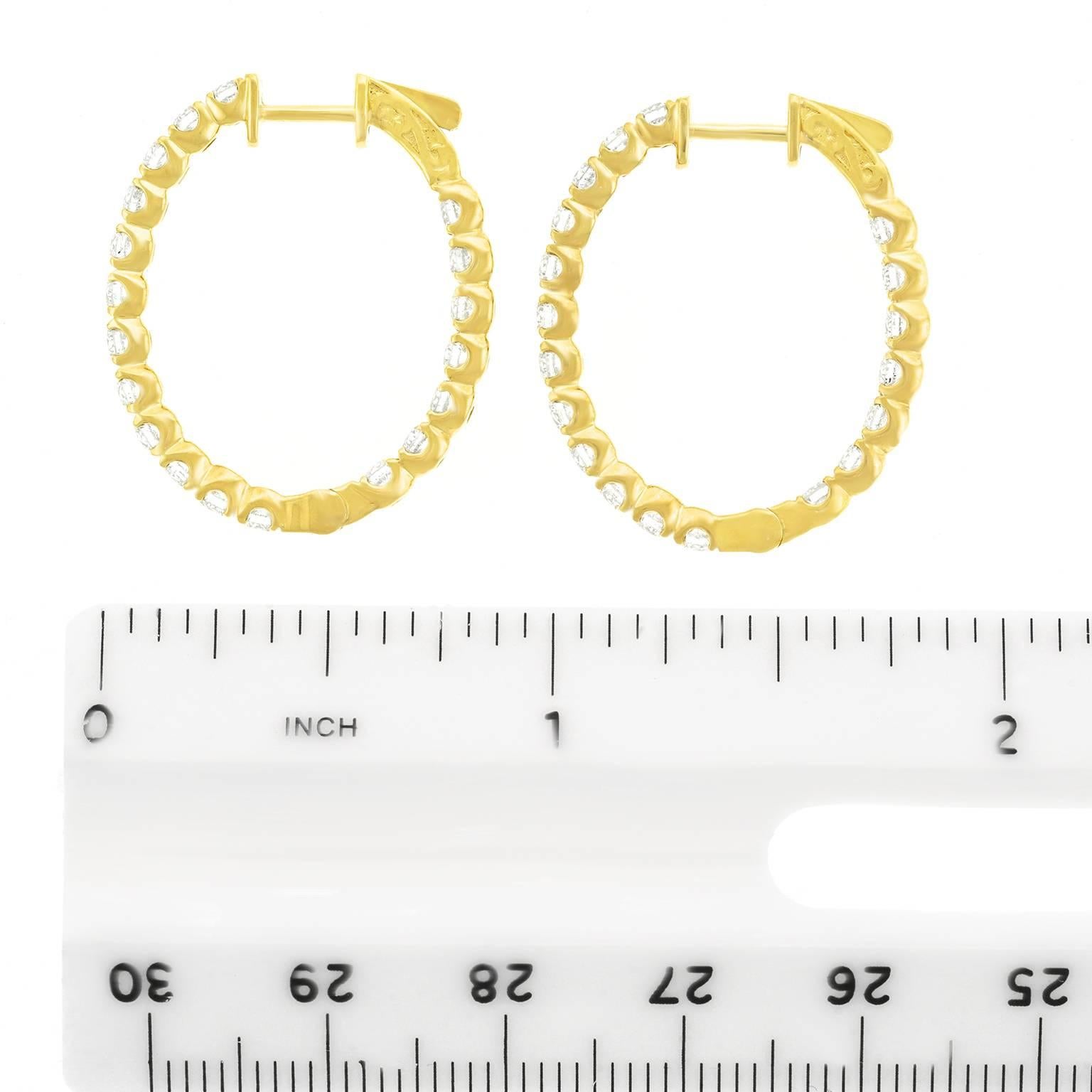 Diamond-Set Yellow Gold Hoop Earrings 2