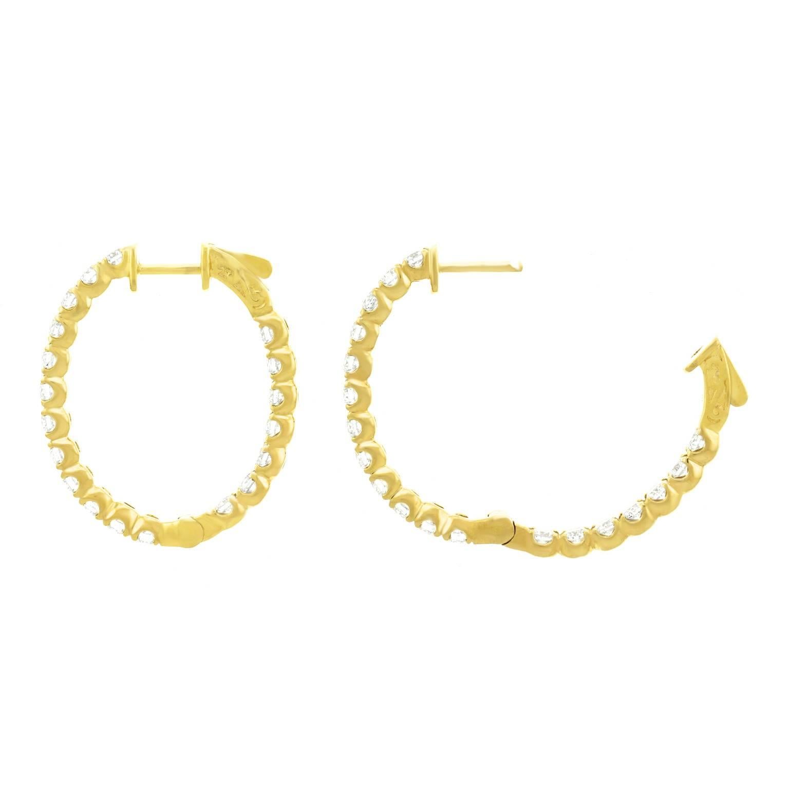 Diamond-Set Yellow Gold Hoop Earrings 3