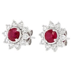 Ruby and Diamond Studs