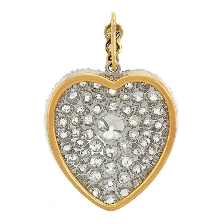 Stunning Antique Diamond Gold Heart Pendant at 1stDibs antique