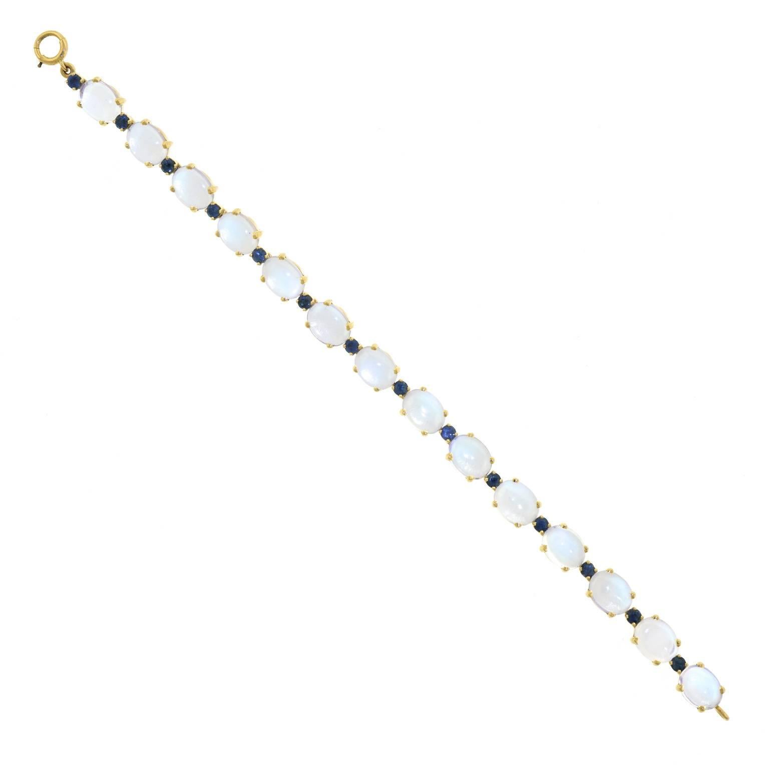 Women's Tiffany Moonstone and Sapphire Gold Bracelet