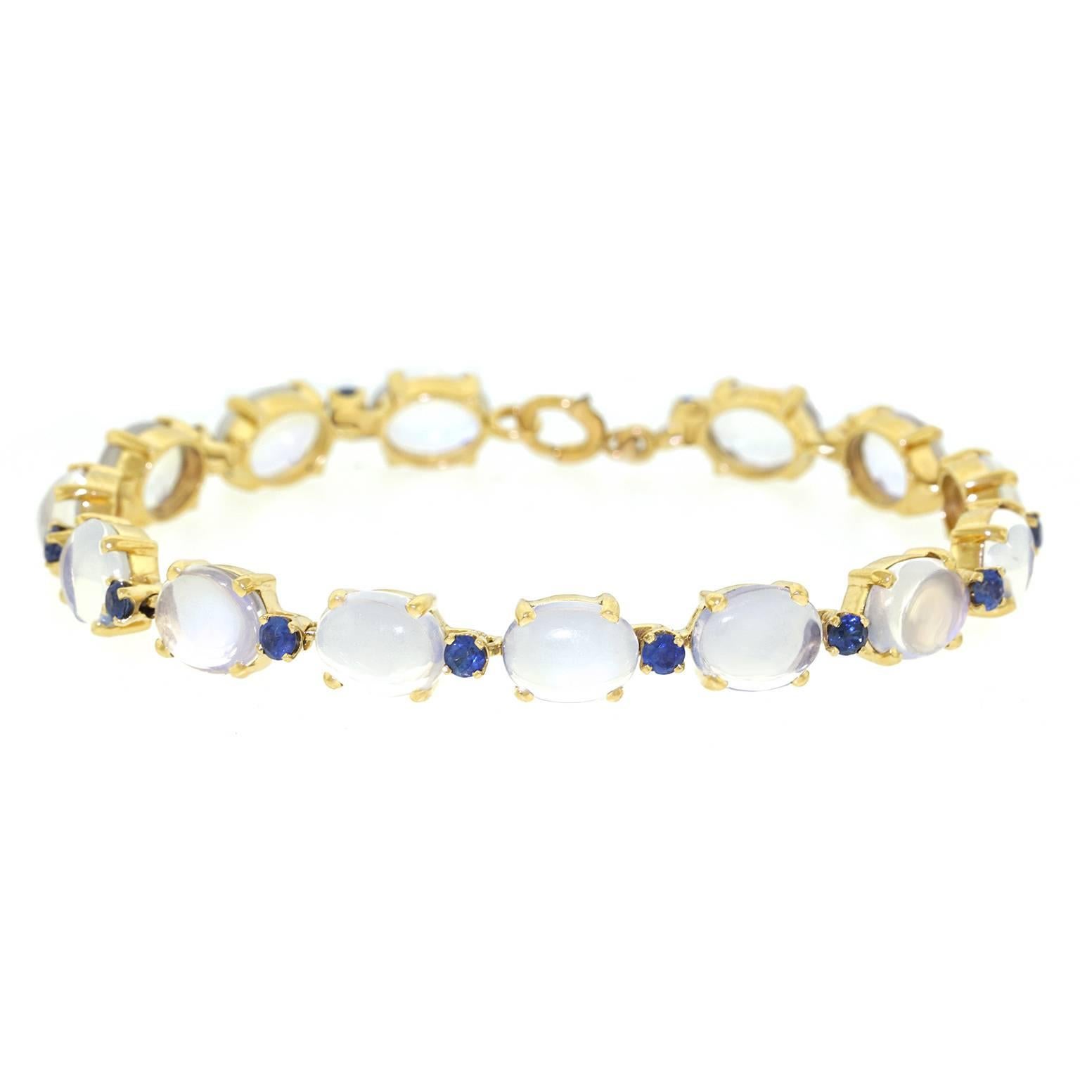 Tiffany Moonstone and Sapphire Gold Bracelet 1