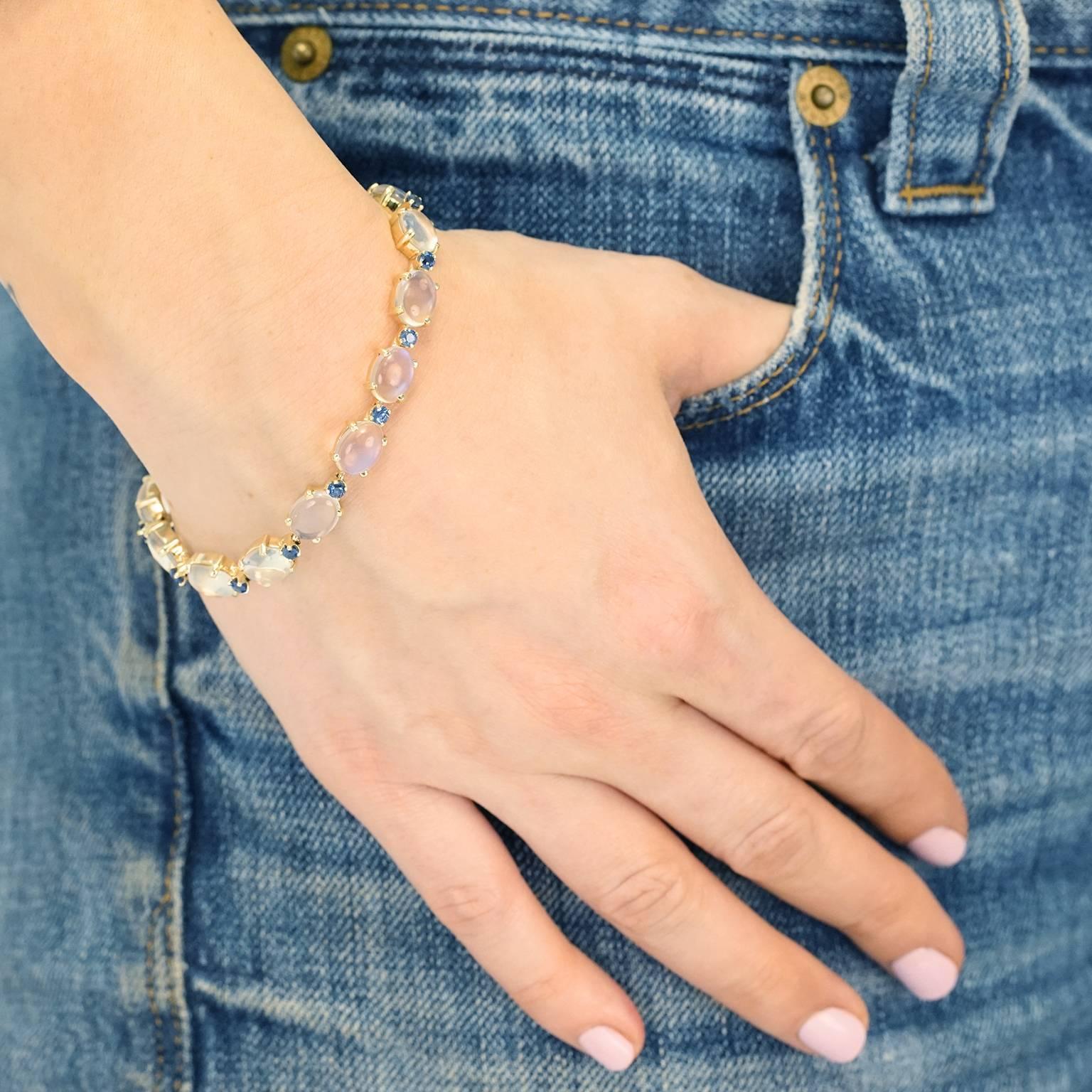 Tiffany Moonstone and Sapphire Gold Bracelet 2