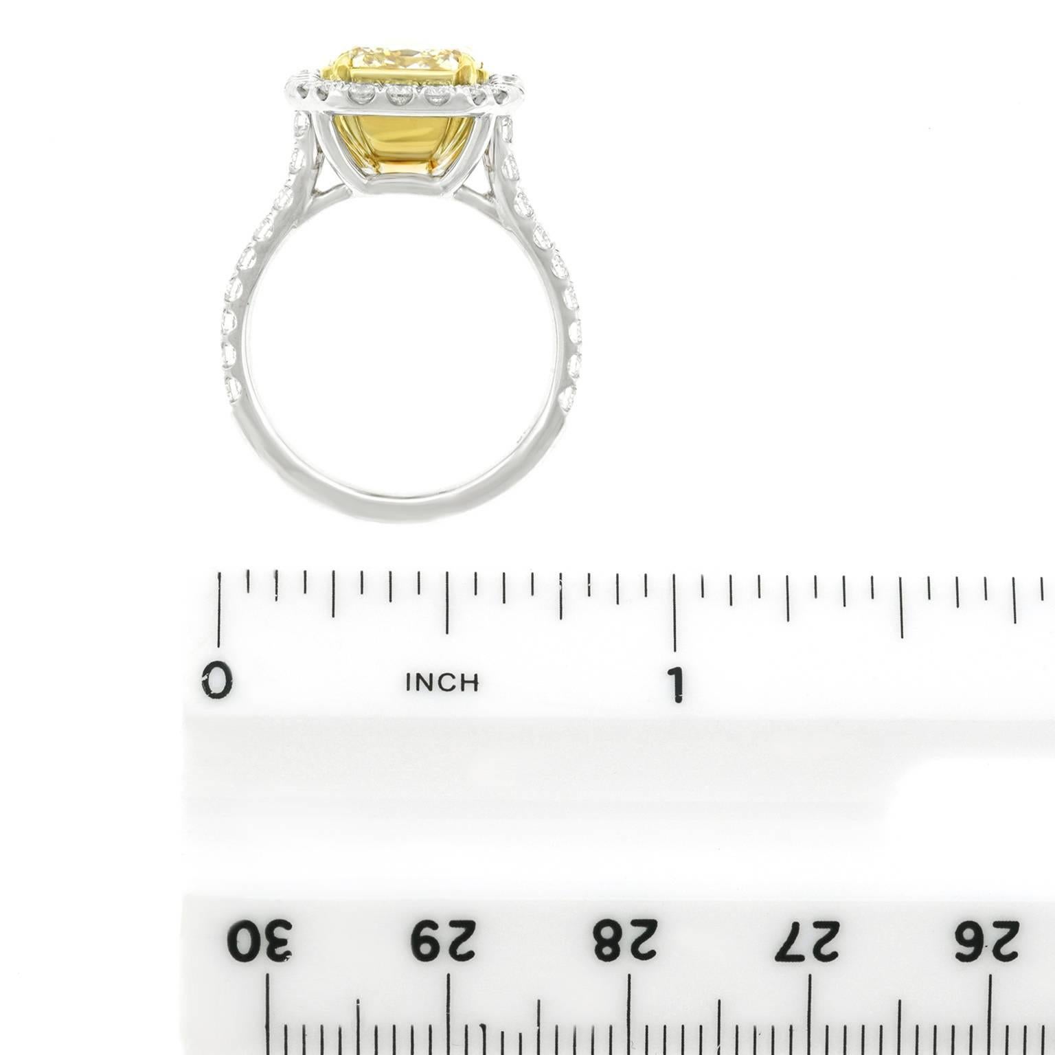 4.37 Carat Fancy Yellow Diamond Ring EGL Report 2