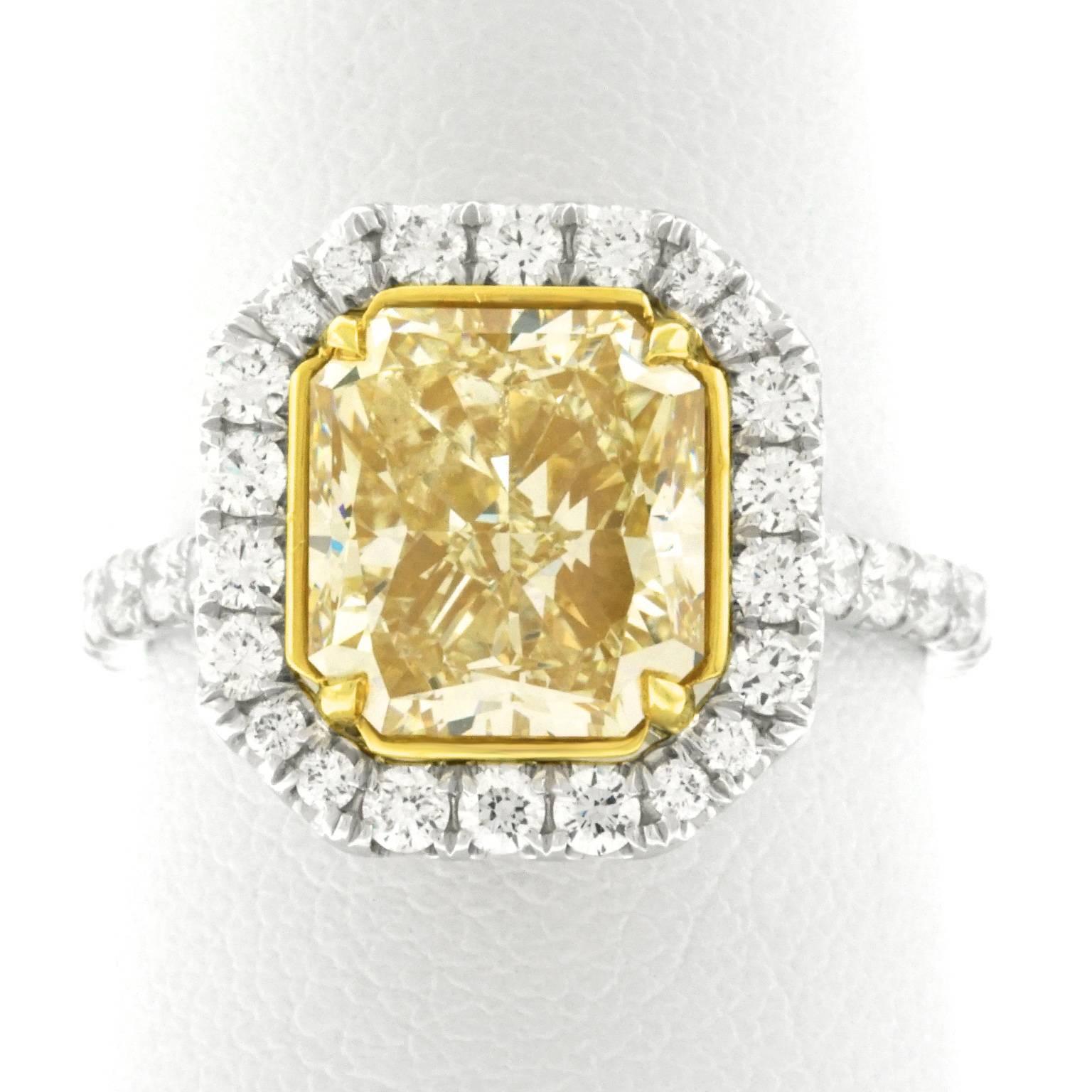 4.37 Carat Fancy Yellow Diamond Ring EGL Report 4