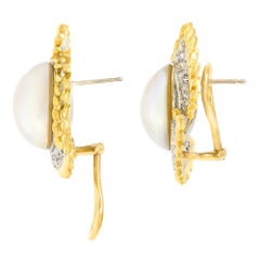 Retro Seventies Mabe Pearl and Diamond Earrings