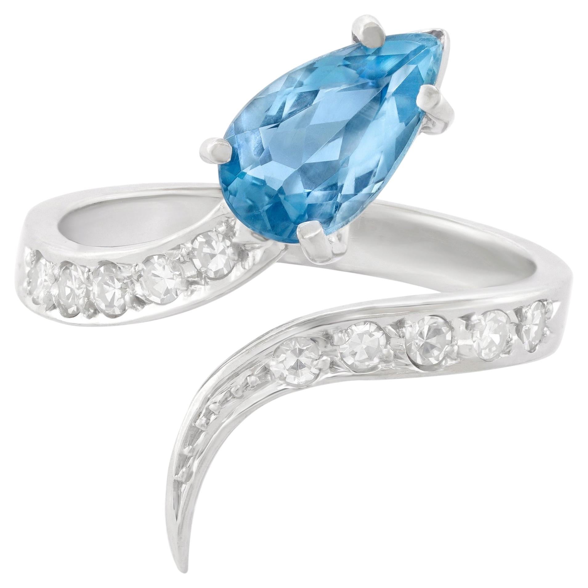 Pre-owned H. Stern Sixties  Aquamarine & Diamond Modernist Snake Ring In Multiple