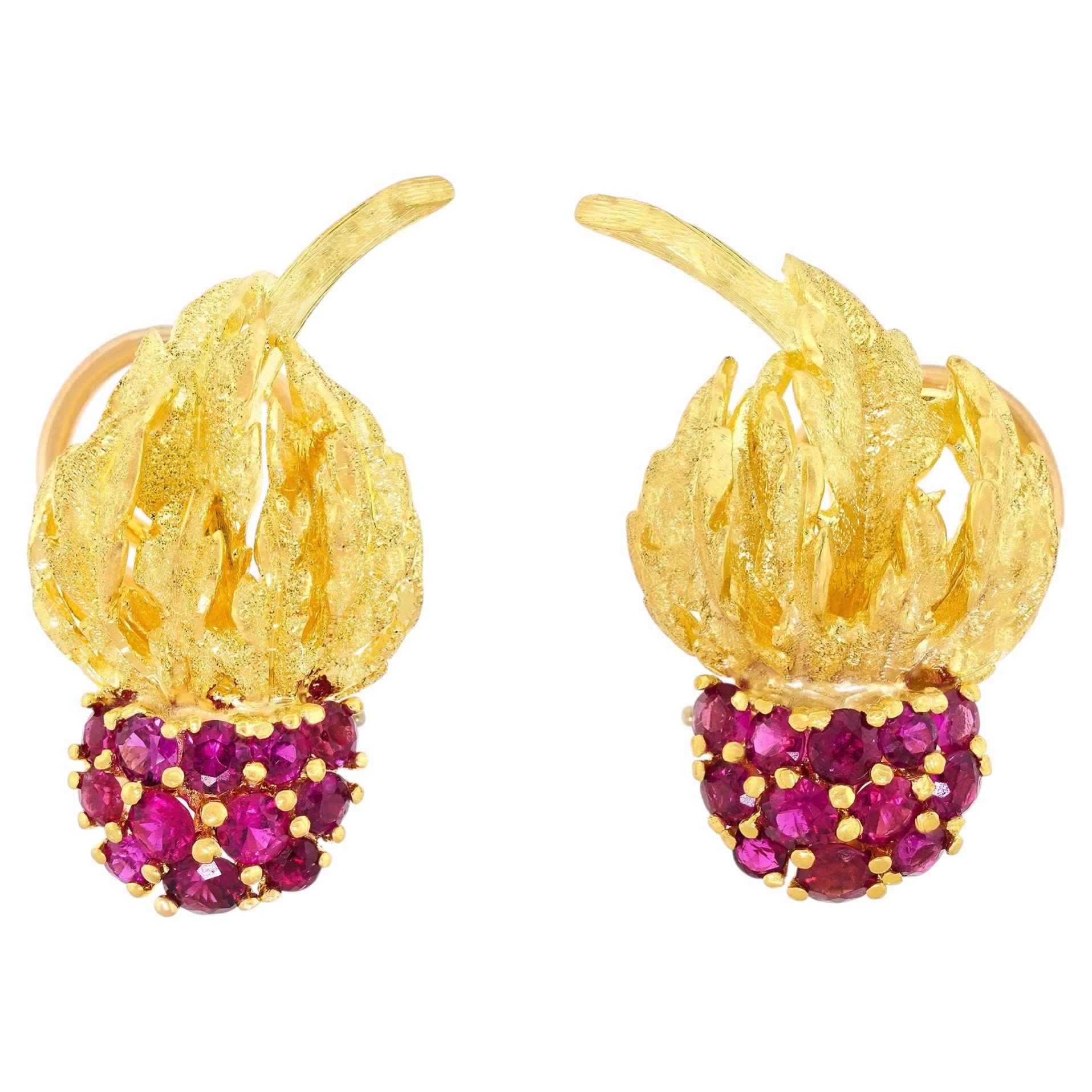 Sixties Raspberry Earrings For Sale