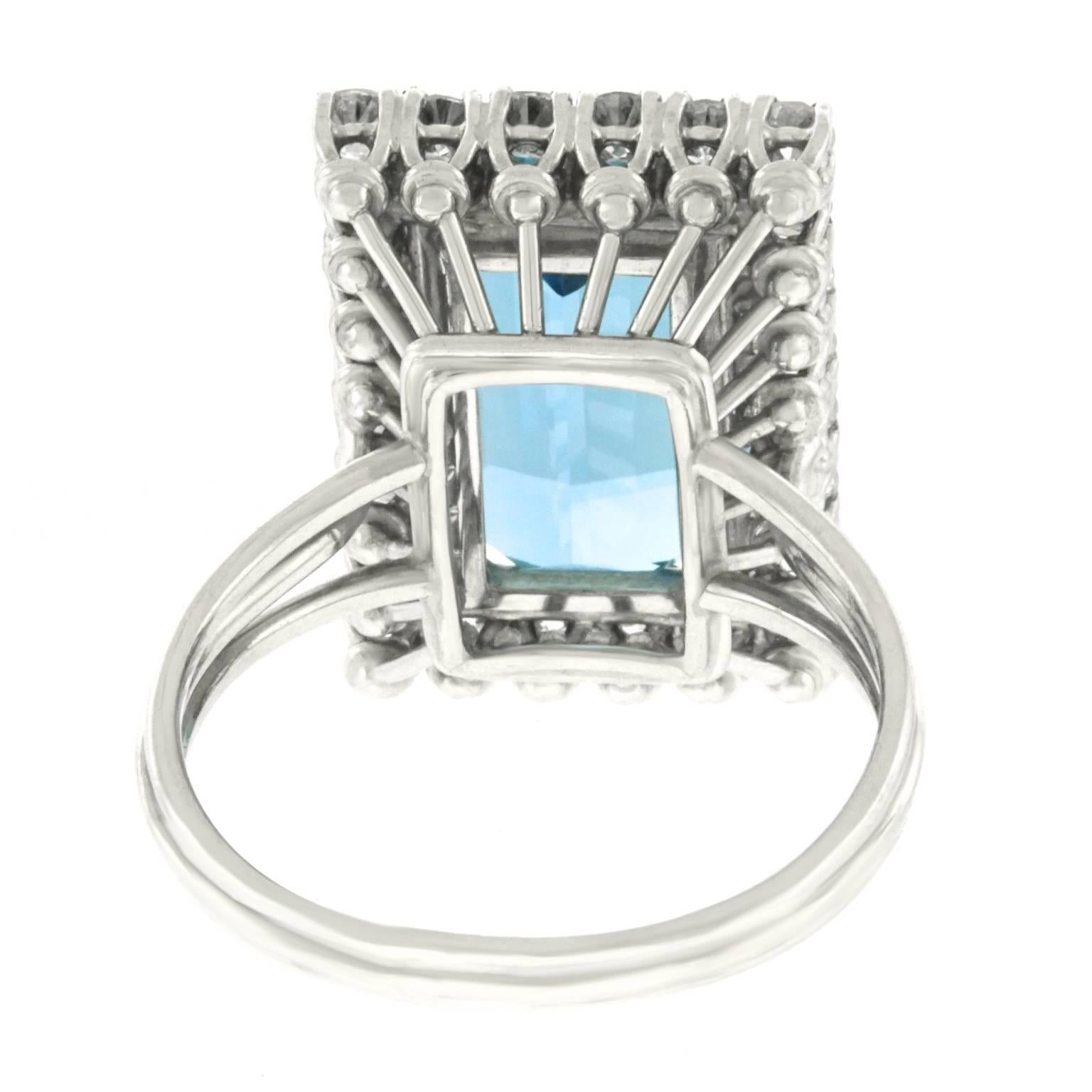 Aquamarine and Diamond Platinum Ring 1