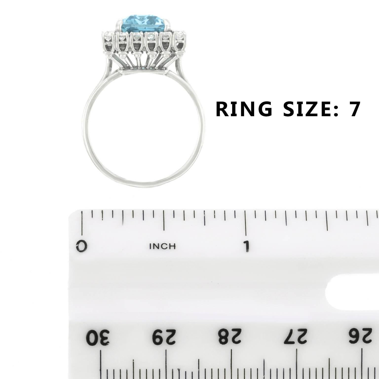 Aquamarine and Diamond Platinum Ring 2
