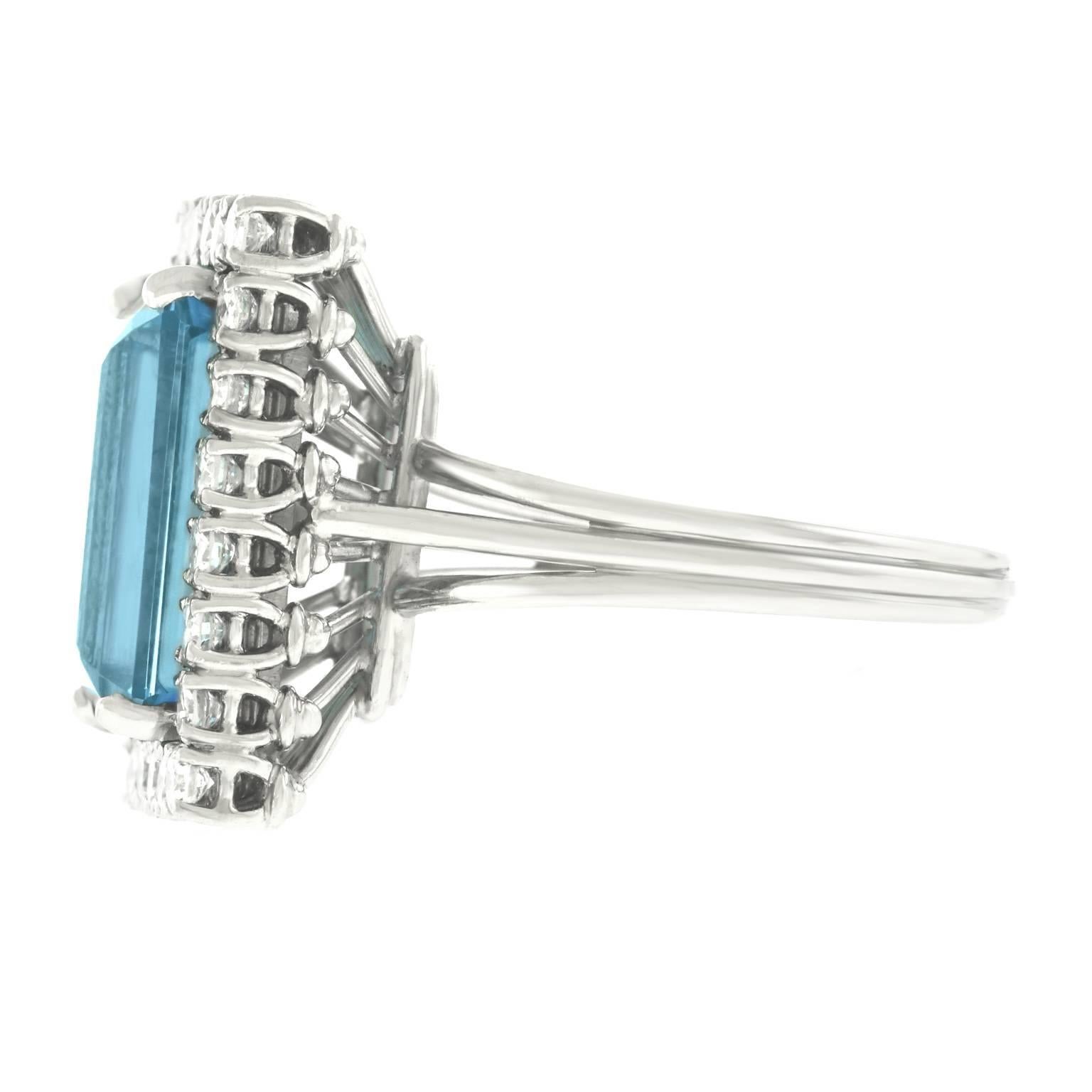 Aquamarine and Diamond Platinum Ring 3