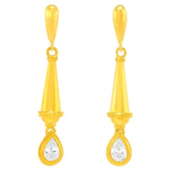 Fabulous Diamond-set Gold Earrings with Antique Dangles