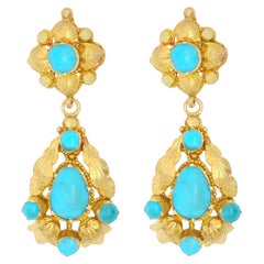 Antique Turquoise Chandelier Earrings
