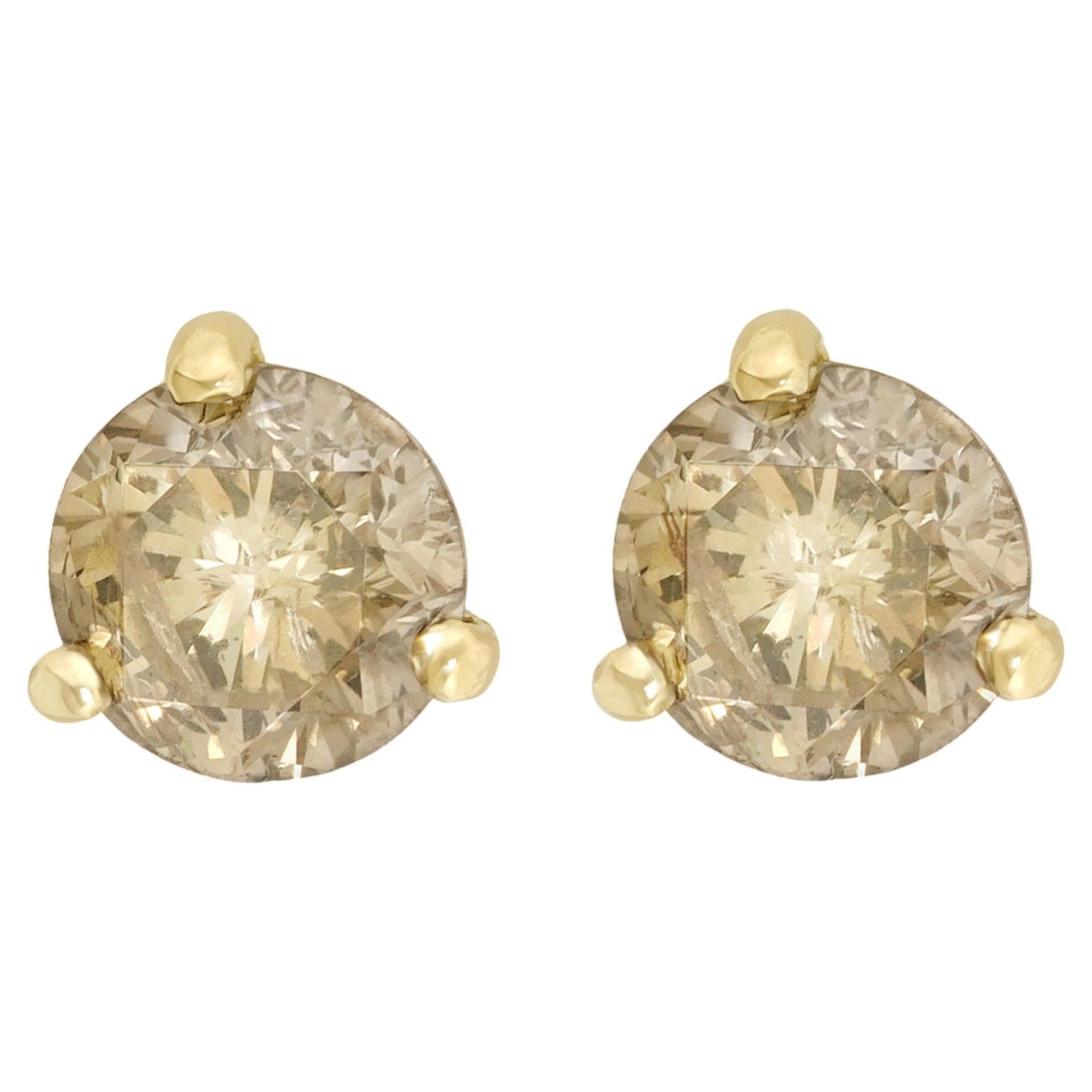 Fancy Light Brown Diamond Studs For Sale