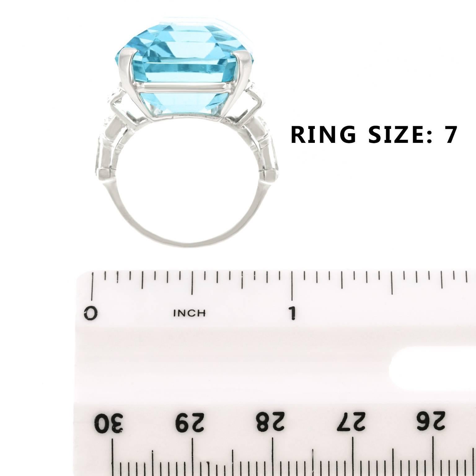 Incredible 40 Carat Aquamarine and Diamond-Set Platinum Ring 1