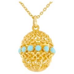 Turquoise and Gold Pendant