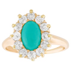 Antiker persischer Ring mit Türkis und Diamanten