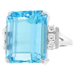 Aquamarine and Diamond Ring
