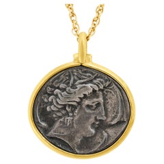 Ancient Style Silver Medallion, Gold Frame