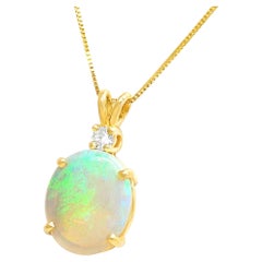 Prismatic Opal Pendant and Chain 14k