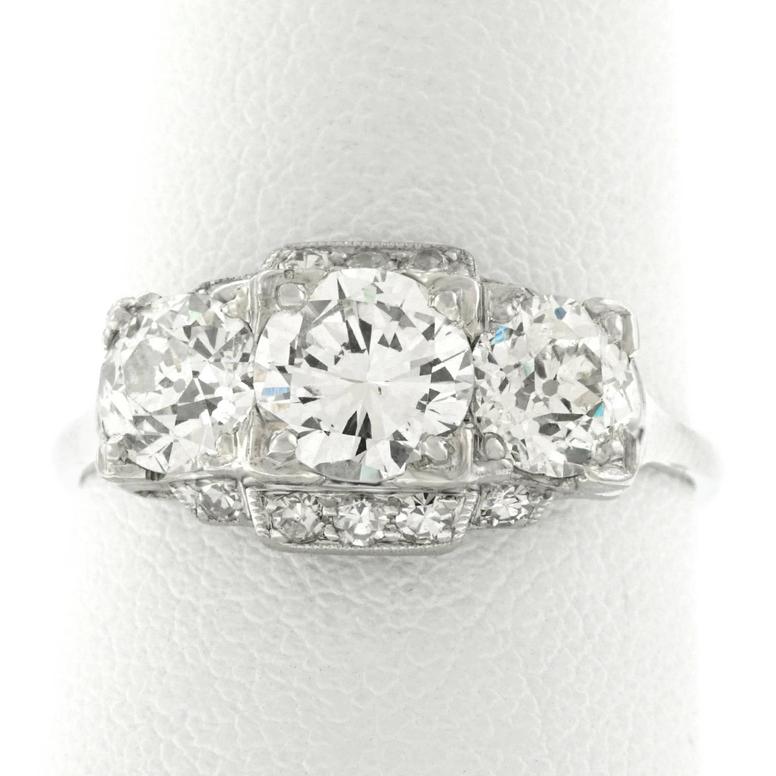 Art Deco GIA Diamond Set Platinum Ring 4