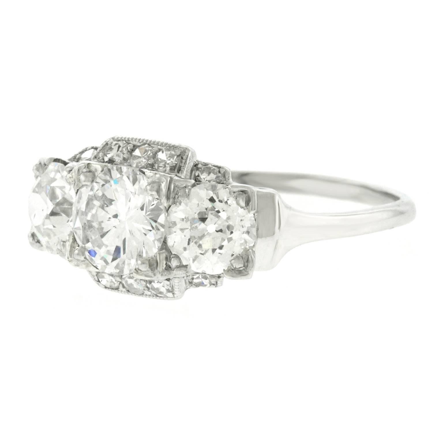 Art Deco GIA Diamond Set Platinum Ring 5