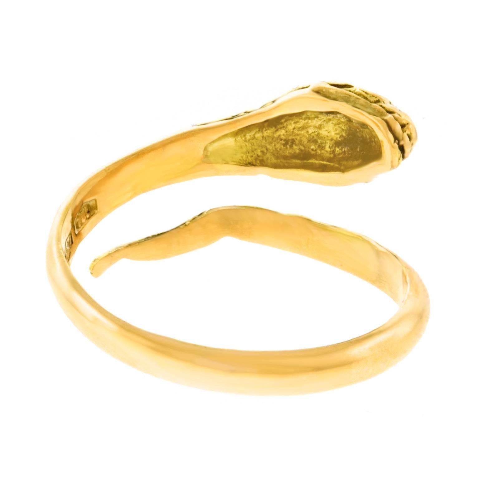 Women's or Men's 1960s Italian Gold Snake Ring