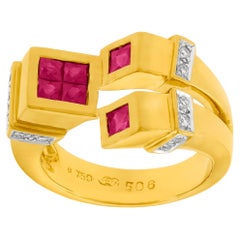 Eighties Ruby & Diamond Hypermodern Ring