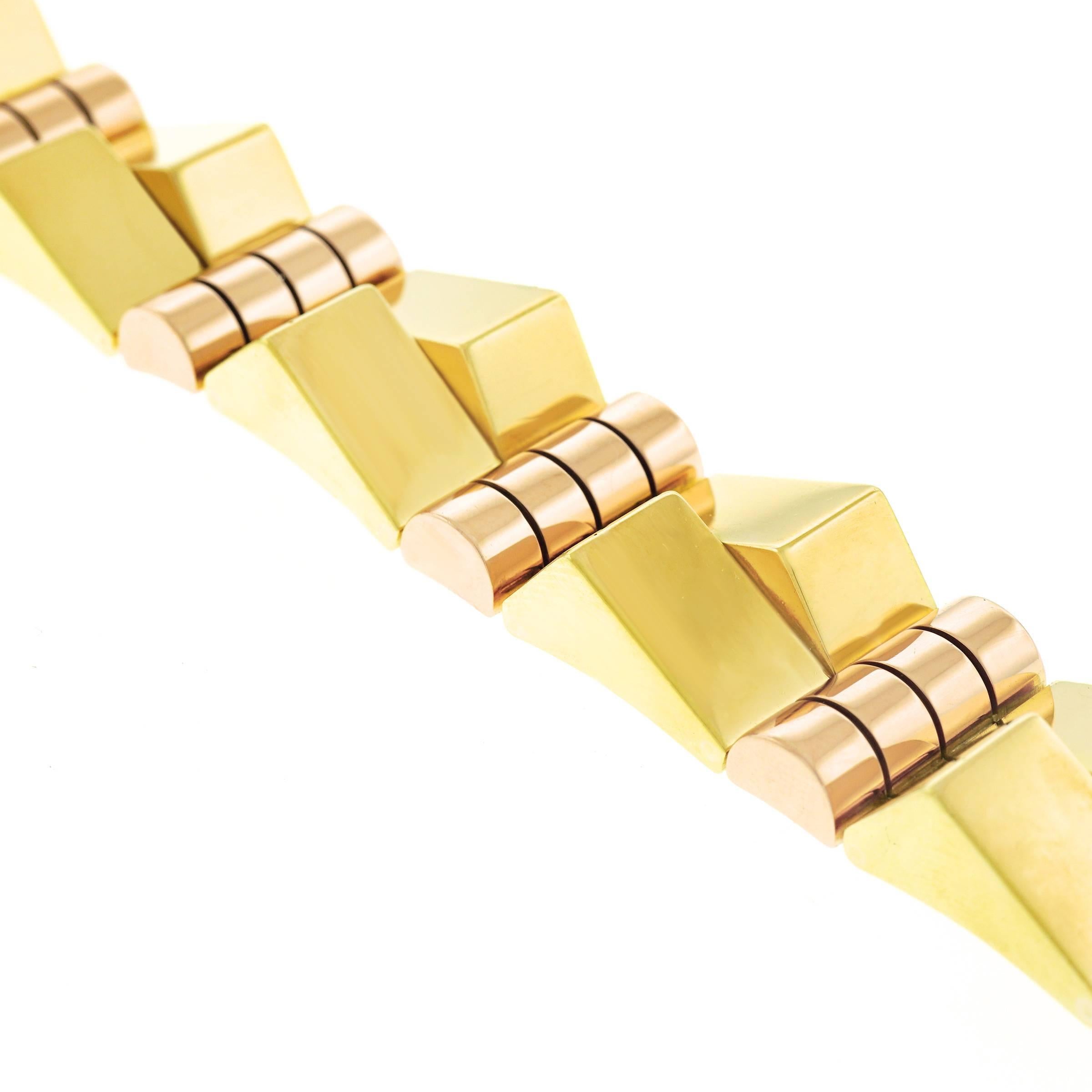 Incredible French Art Deco Gold Bracelet 3