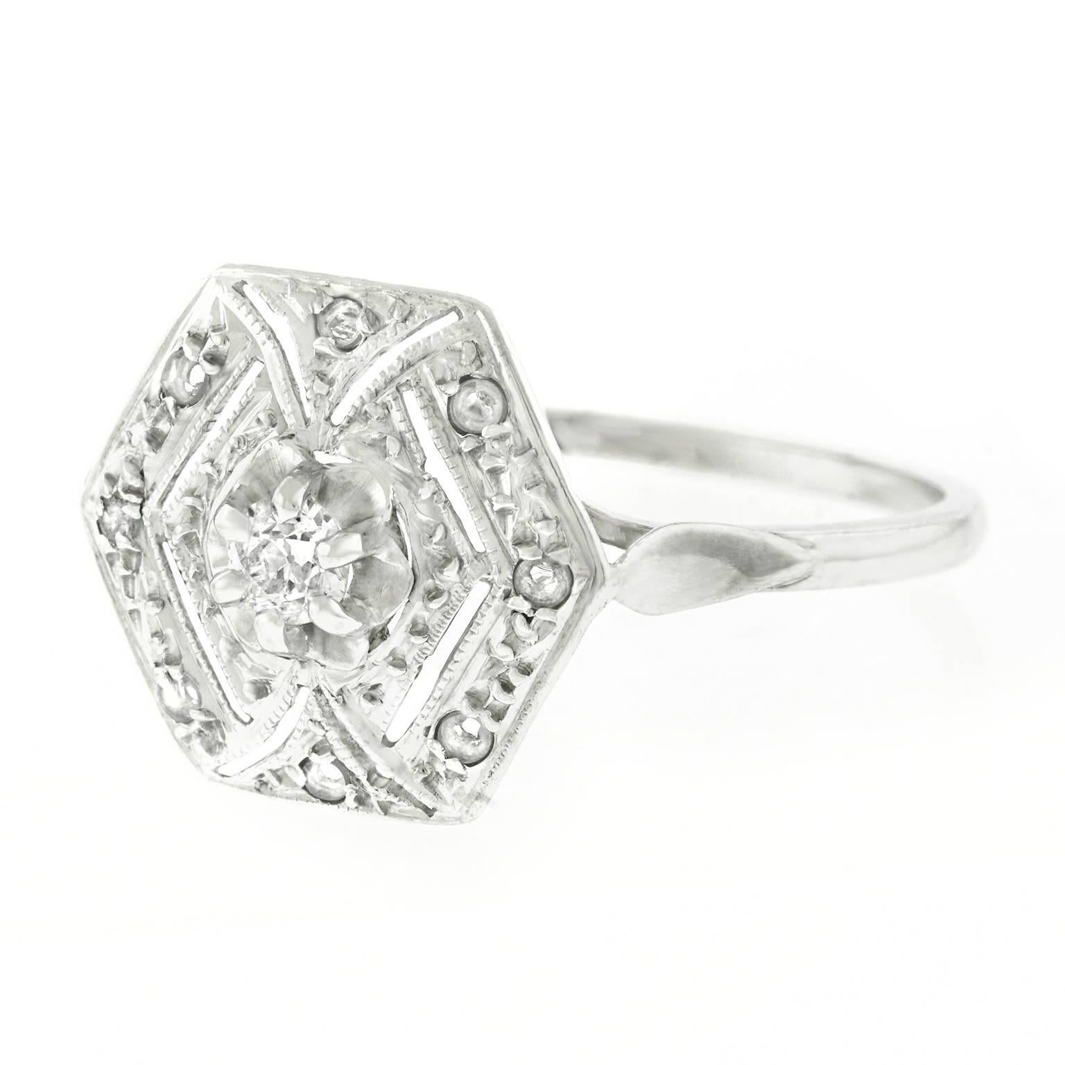 Rose Cut Art Deco Diamond Set Gold Ring