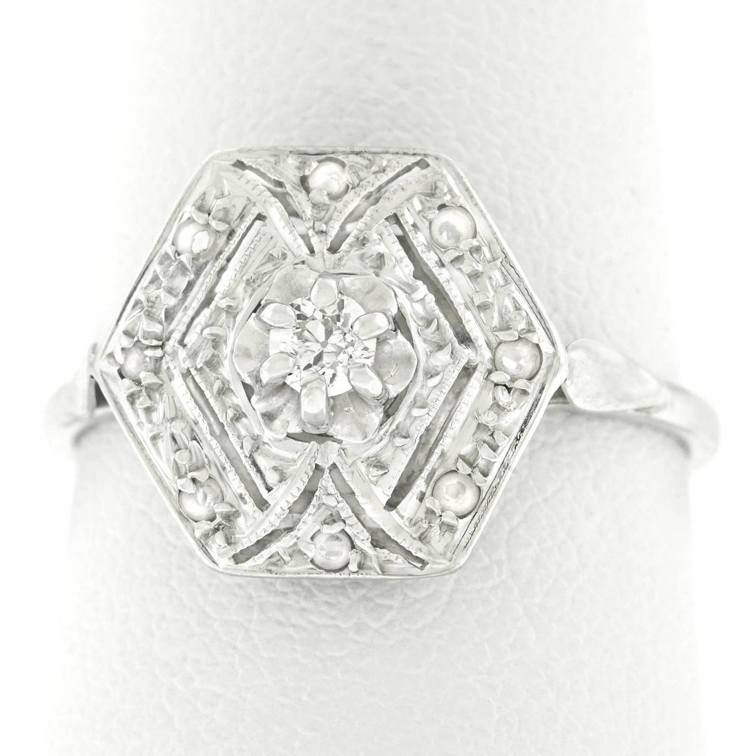 Art Deco Diamond Set Gold Ring 3