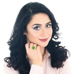 20 Carat Peridot Citrine Diamond Gold Ring