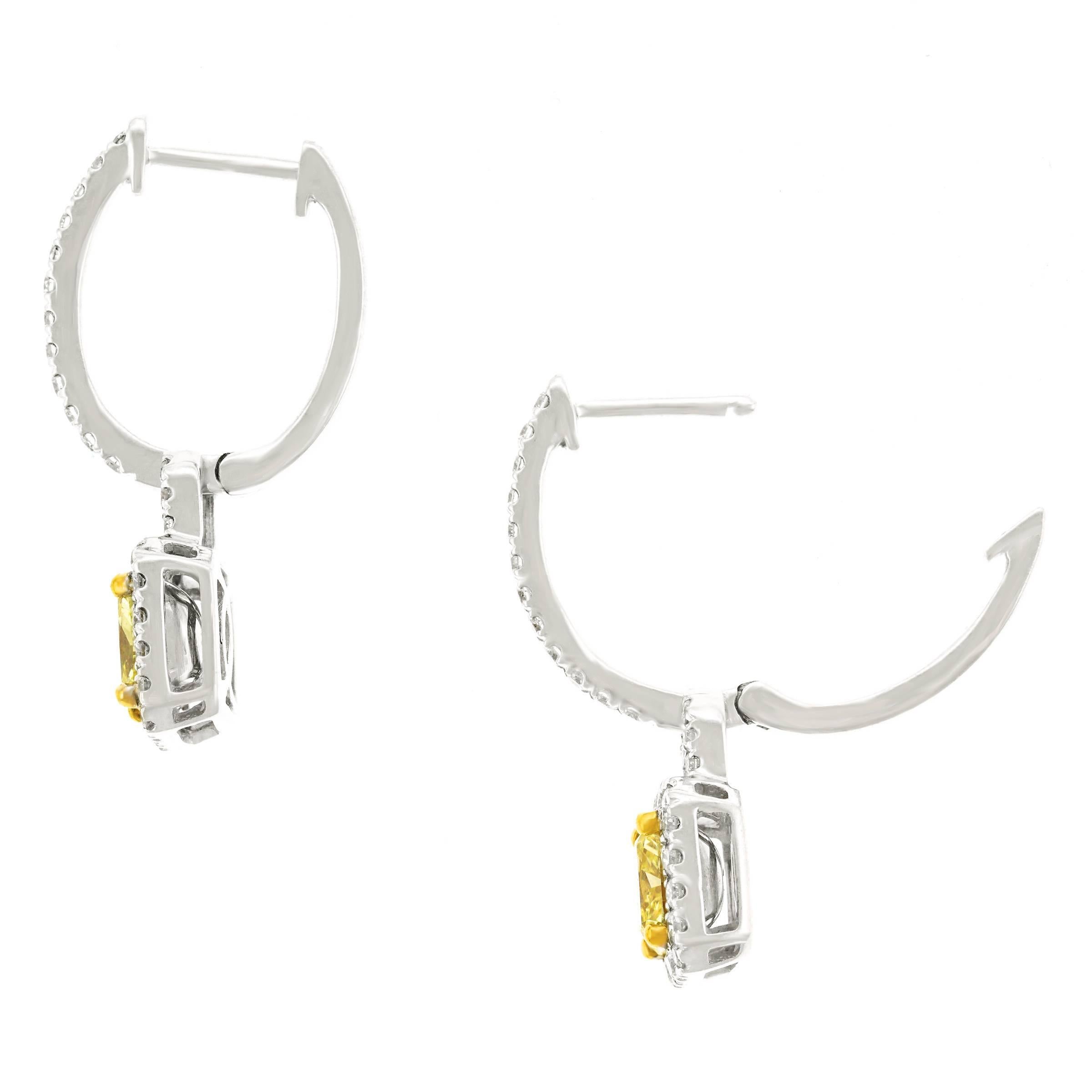 Fancy Yellow and White Diamond Set Gold Earrings 5