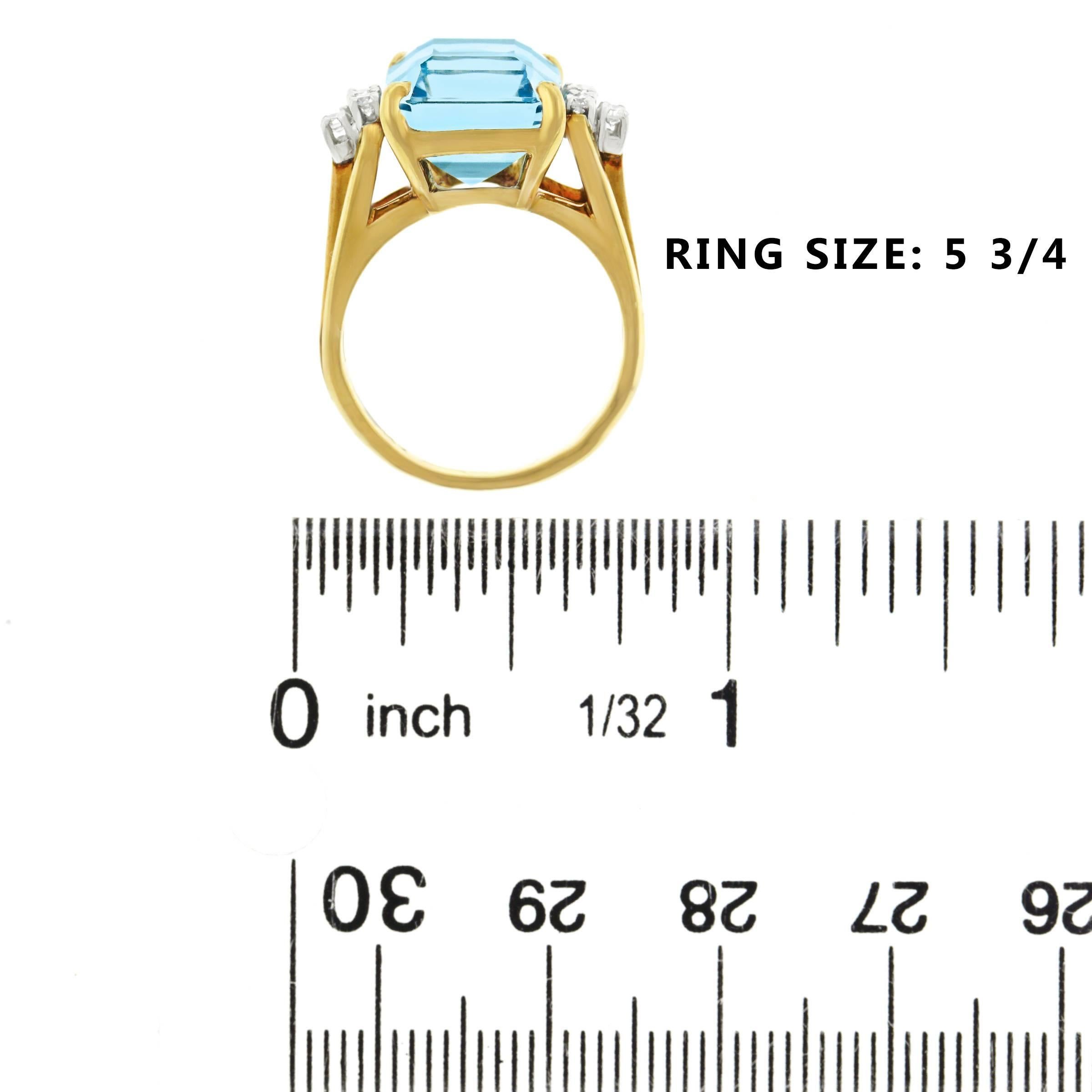 1950s Aquamarine Diamond Gold Ring 2